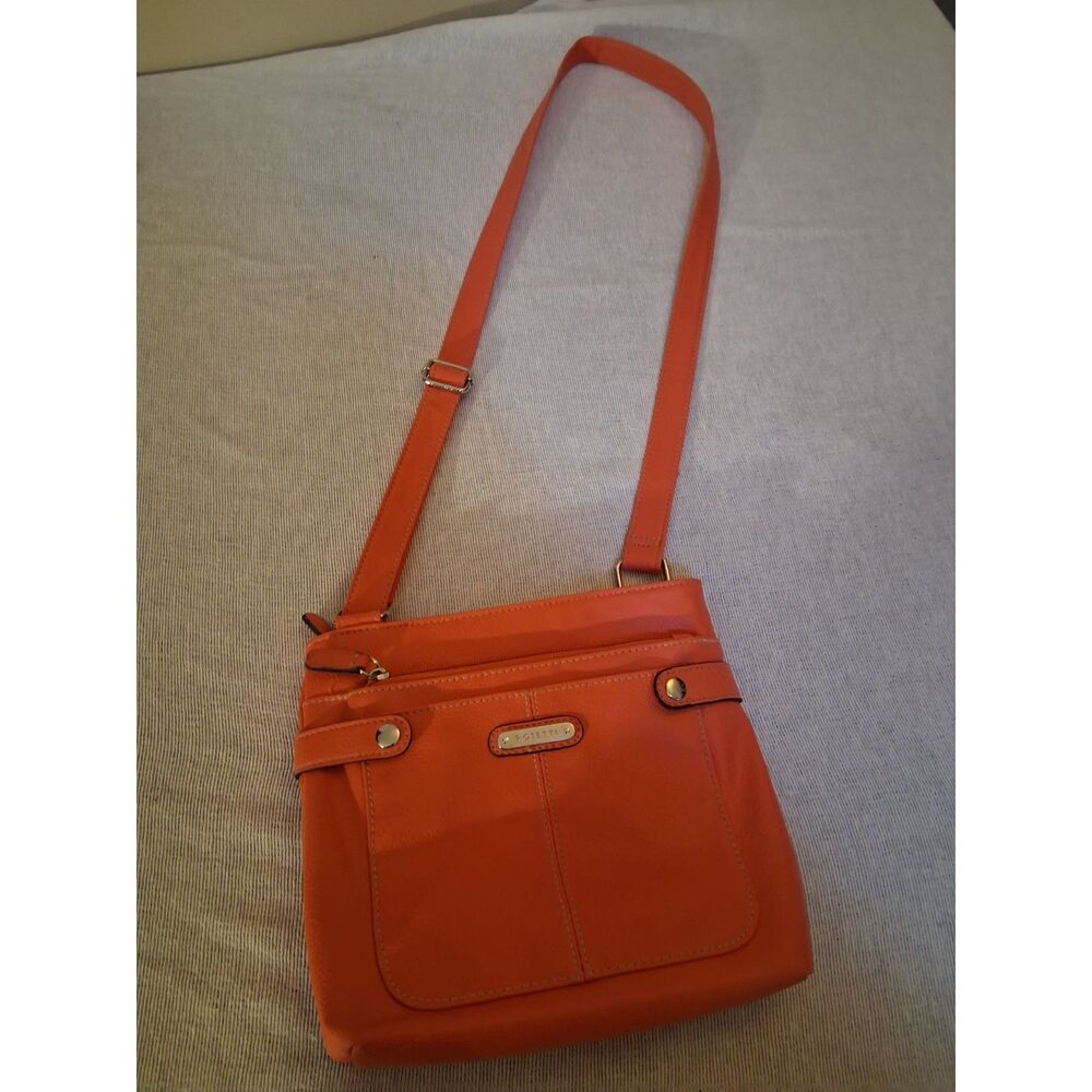 Rosetti Faux Leather Crossbody Bag Orange Coral Shoulder Purse Pocket Organizer